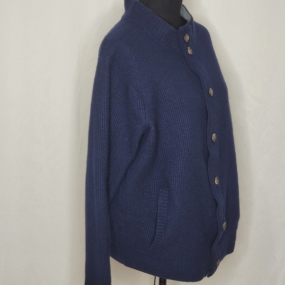 Peter Millar Men's Blue Wool Blend Waffle Knit Button Down Cardigan - Size XL - Picture 3 of 12